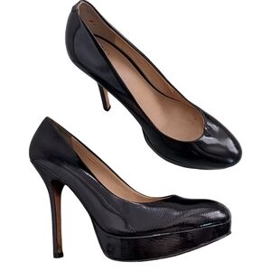 Joan & David Black Patent Leather Platform Pumps High Heels Size 9M